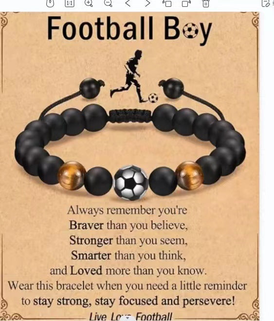 Football Beaded Gift Black Frosted Tigereye Bracelets