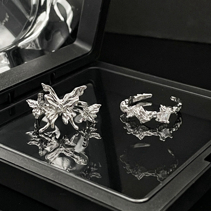 Women's Texture Simple Butterfly Opening Unique Personalized Rings