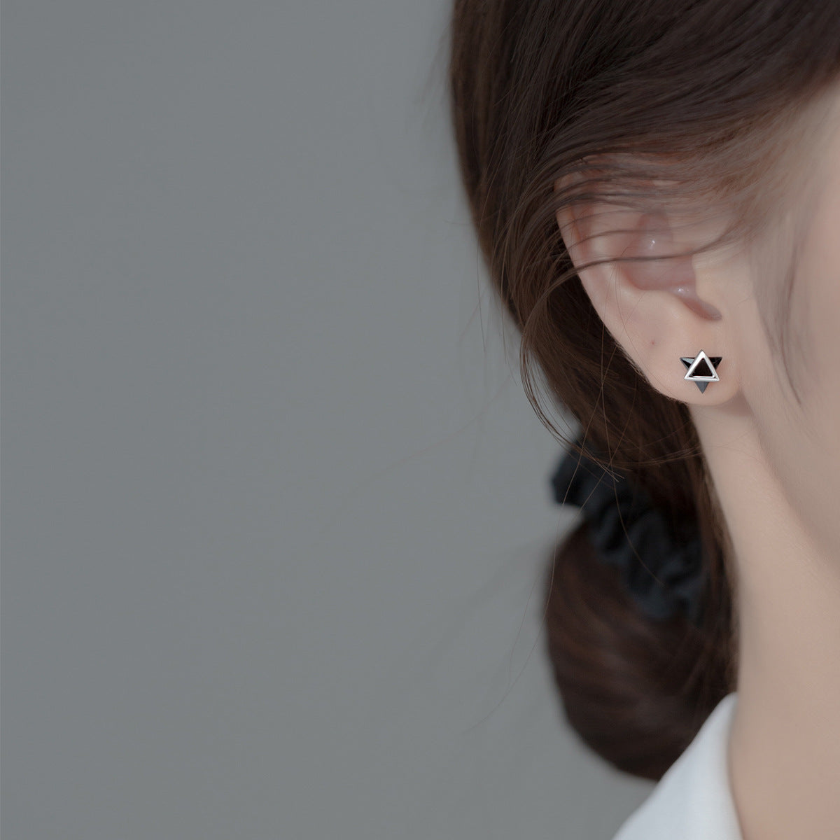 Sier Female Style Simple Rhinestone Triangle Earrings