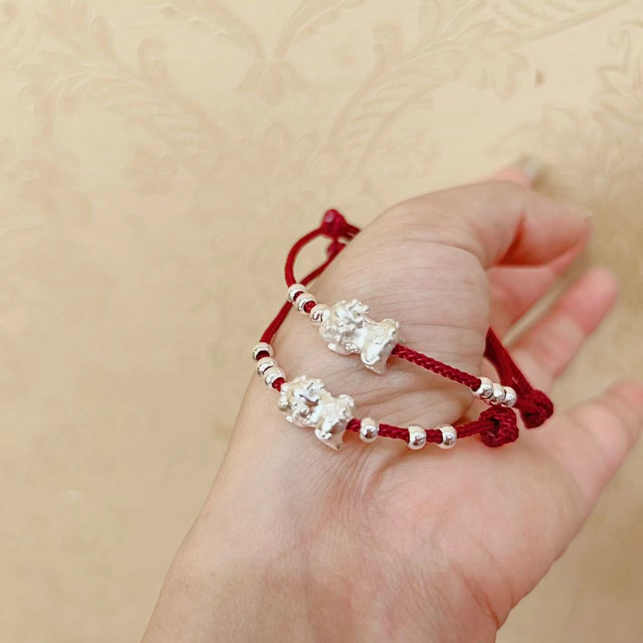 Women's National Style Pure Sier Woven Red Bracelets