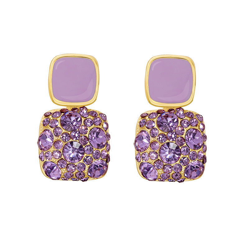 Women's Super Fairy Pink Simple Graceful Geometric Square Earrings