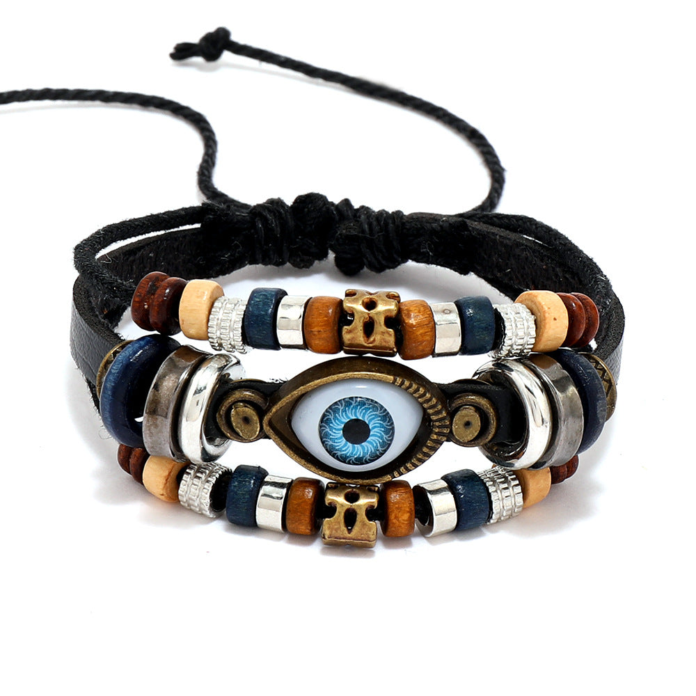 Retro Fashion Hand-woven Eyes Leather Ethnic Bracelets