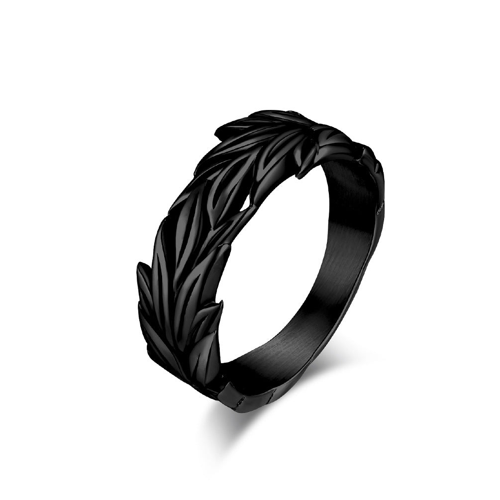 Style Hemp Leaf Titanium Steel Niche Rings