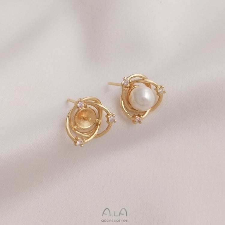 Retention Half Hole Pearl Holder Sier Rings