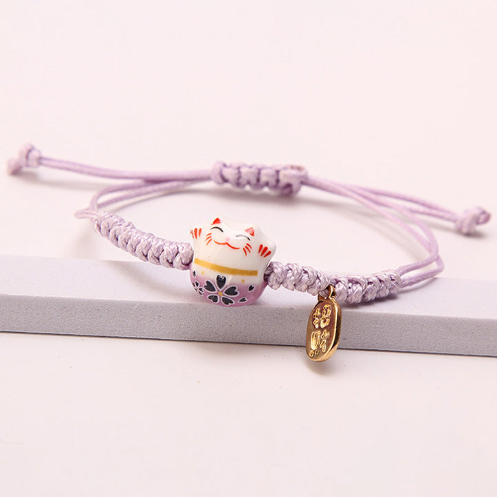 Women's Line Ceramic Fortune Cat Niche Design Bracelets