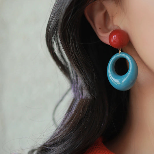 Circle Contrast Exaggerated Personalized Mosquito Coil Earrings
