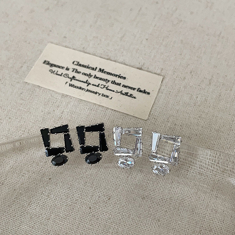 Women's Square Hollow Zircon For Entry Lux Elegant Earrings