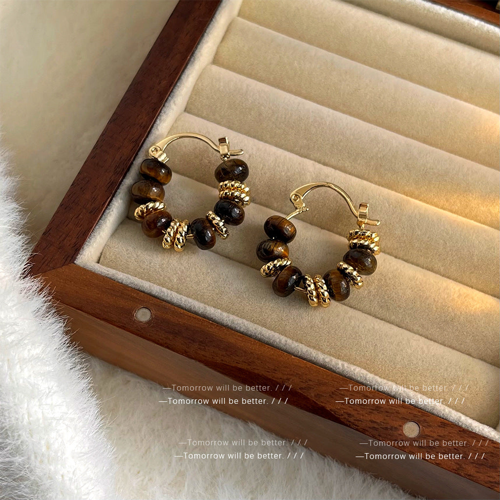 Women's Tigereye Niche Handmade French Entry Lux Earrings
