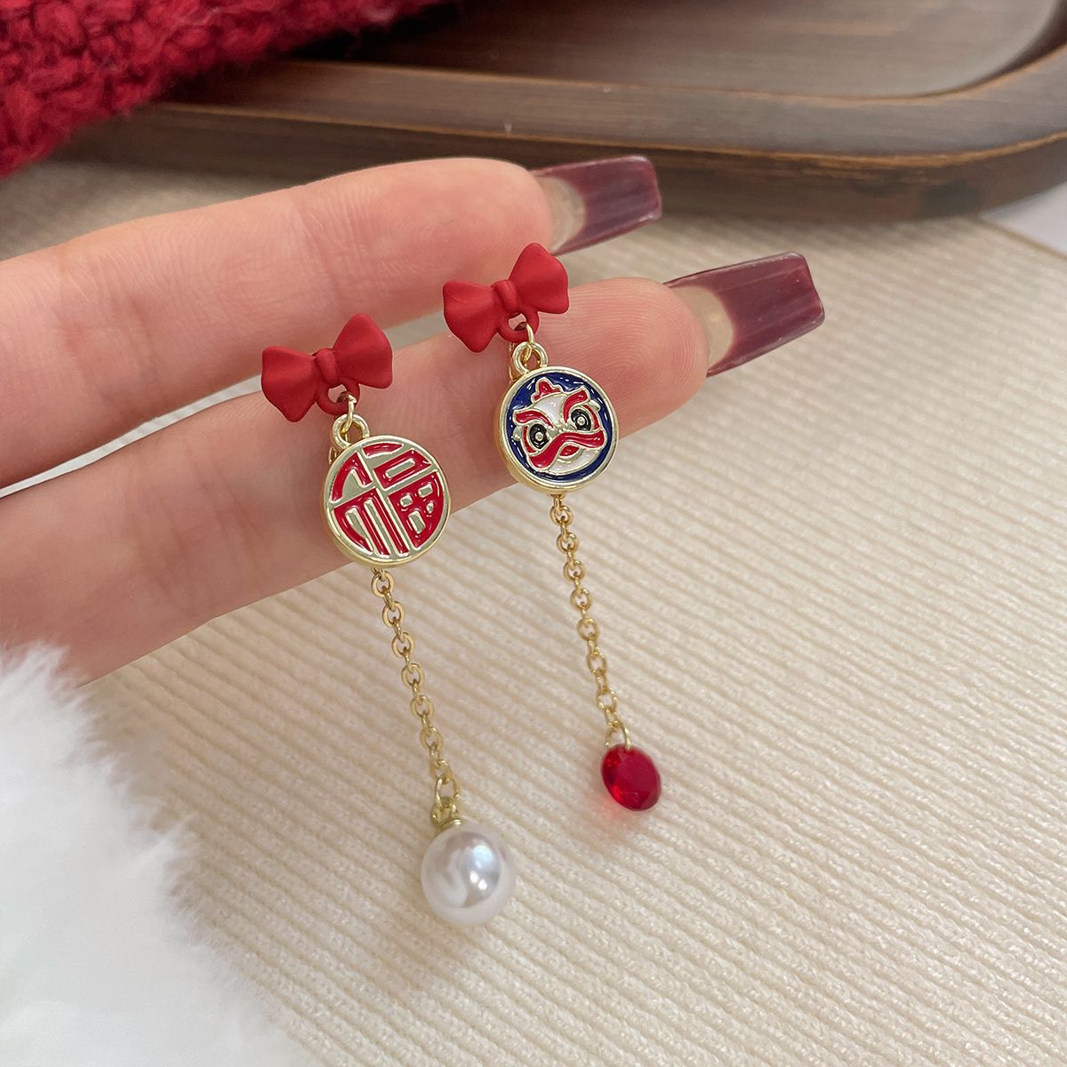 Female Sier Needle Niche Sweet Bow Tassel Rings