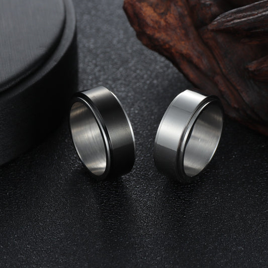 Men's Ornament Trendy Jewellery Width Titanium Steel Rings