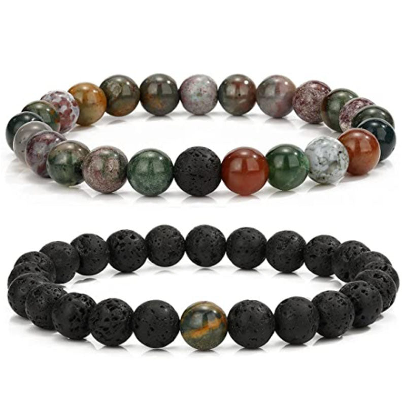 Men's Lava Stone Beads Couple Yellow Tiger Bracelets