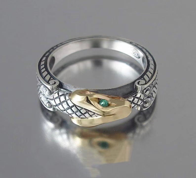 Women's & Men's Punk Sier Two-tone Snake Fashion Ornament Rings