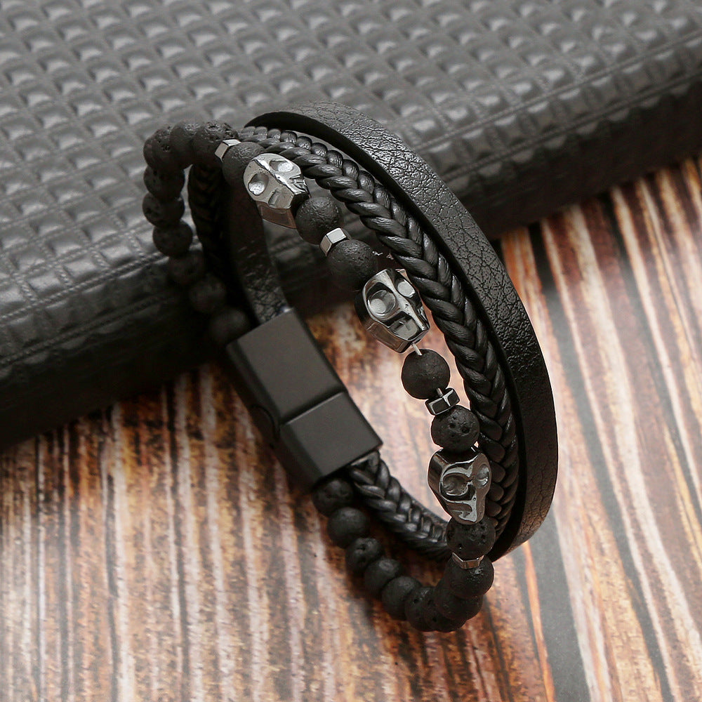 Women's & Men's High-grade Skull Hand-made Stainless Steel Electroplated Bracelets