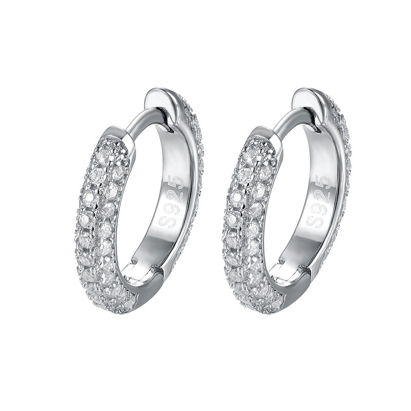 Simple Sterling Sier Diamond Inlaid High-grade Earrings