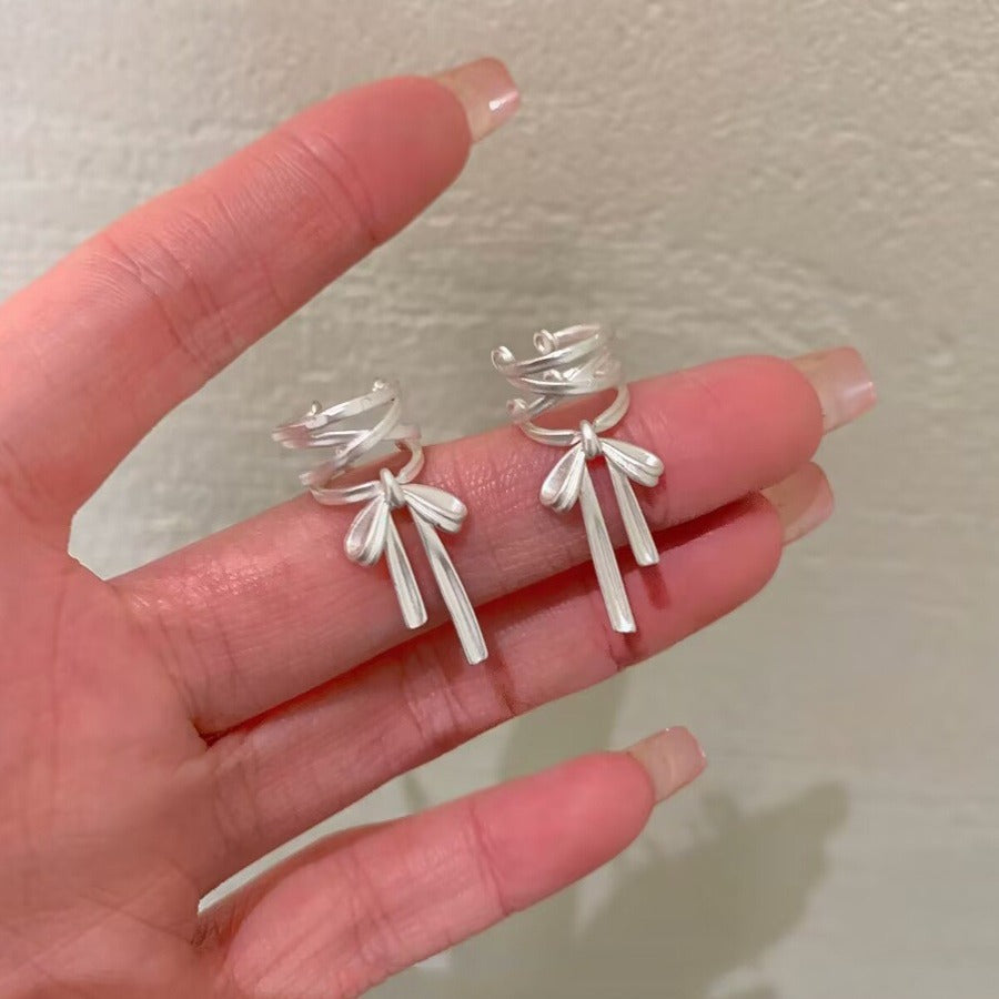 Women's Fresh Bow Ribbon Ear Bone Clip Earrings