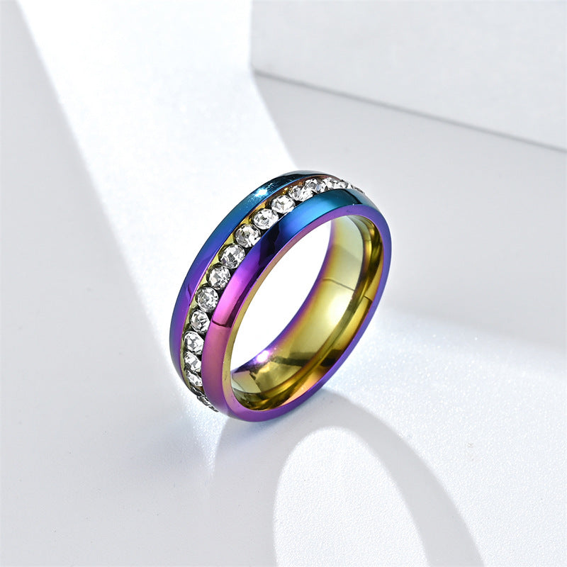 Style Niche Titanium Steel Single Row Stainless Diamond Rings
