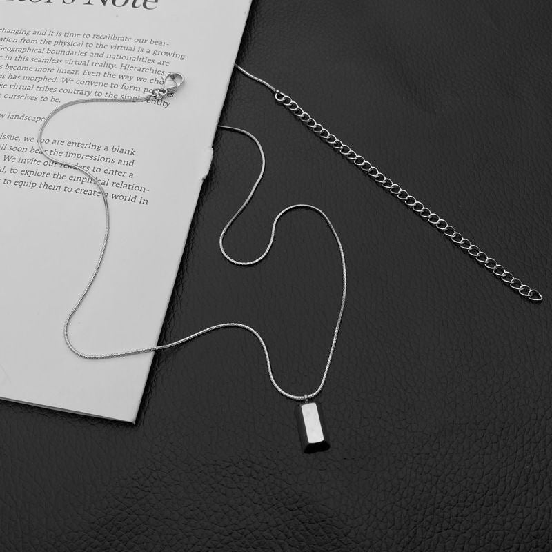 Women's Gold Brick Sier Bar Solid Gift Life Necklaces