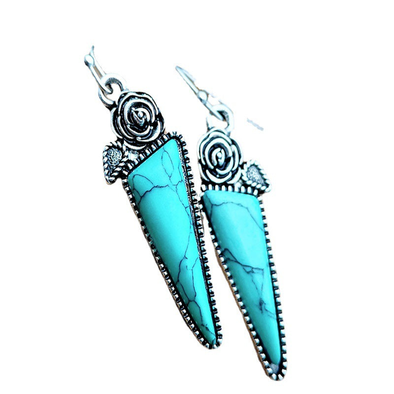 Plated Vintage Thai Sier Rose Creative Water Earrings