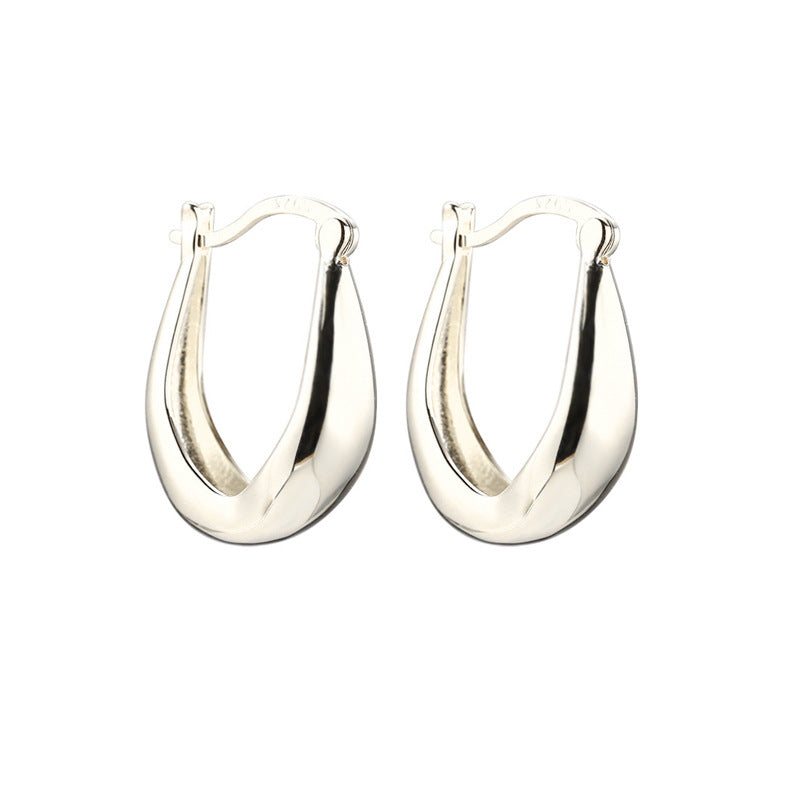 Women's Simple Cold Style Metallic Glossy Ear Clip Earrings