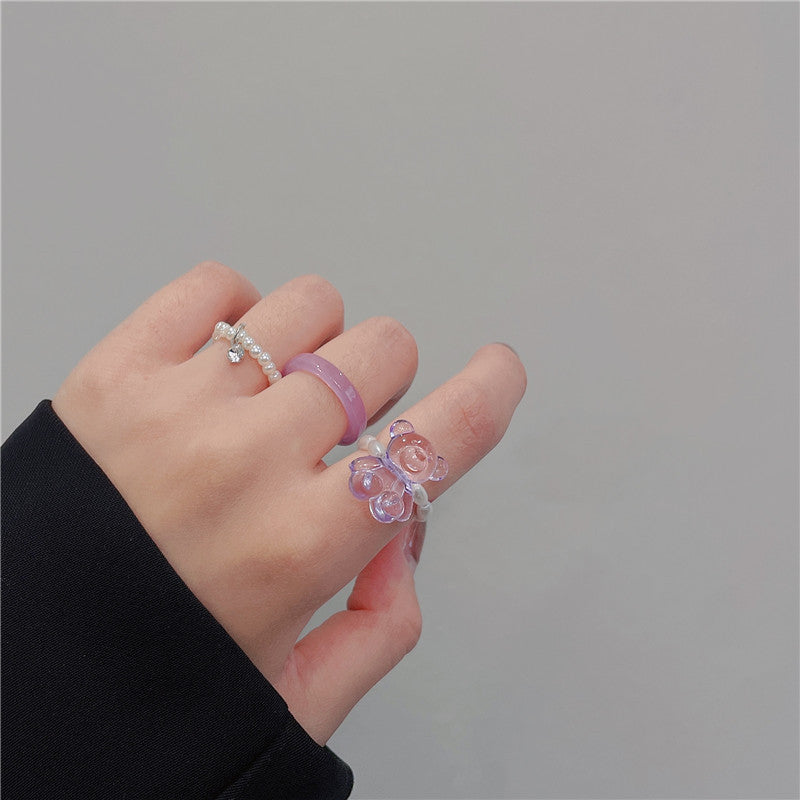 Retro Square Acrylic Geometric Resin Cold Wind Rings