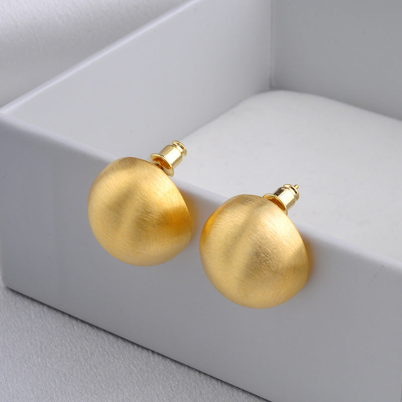 Minimalist Fashion Commuter Brushed Frosted Ball Triangle Earrings