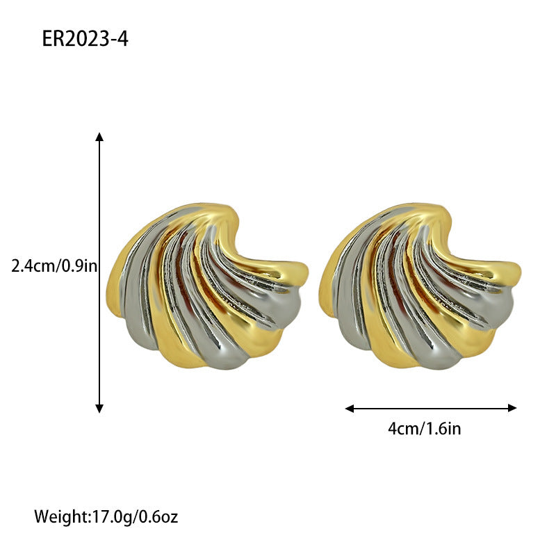 Gold Sier Color Matching Shell Heart-shaped Earrings