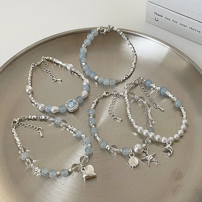 Series Small Pieces Of Sier Natural Stone Beaded Bracelets