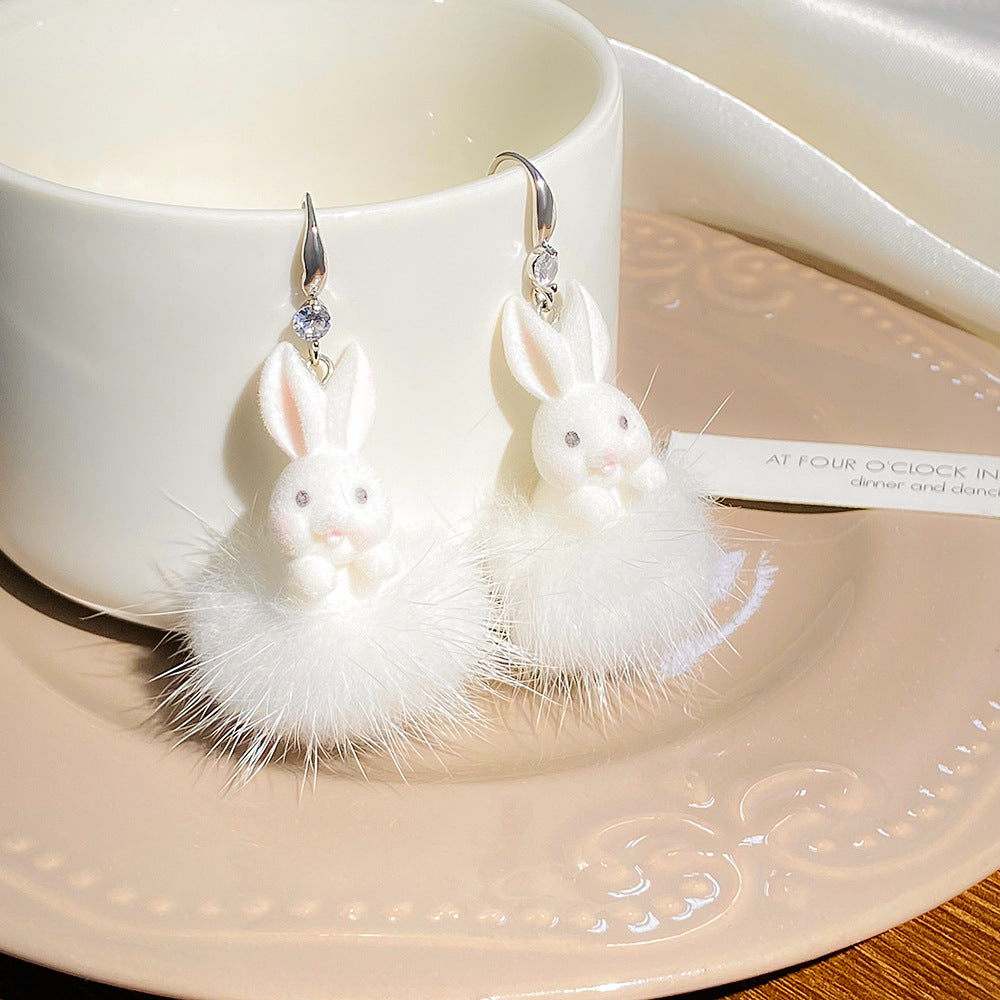 Cute Plush Rabbit Design Fashion Sweet Earrings