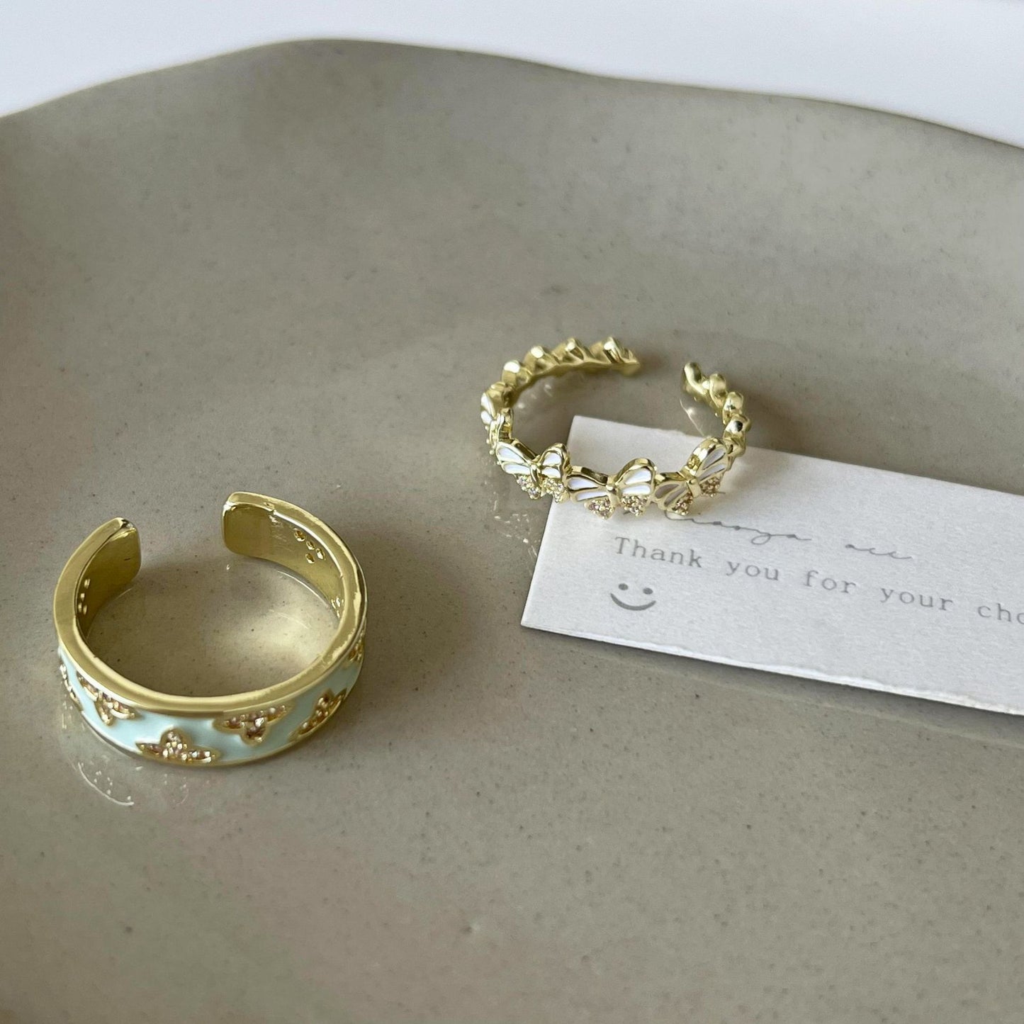 Enamel Butterfly Female Opening Adjustable Design High Sense Rings