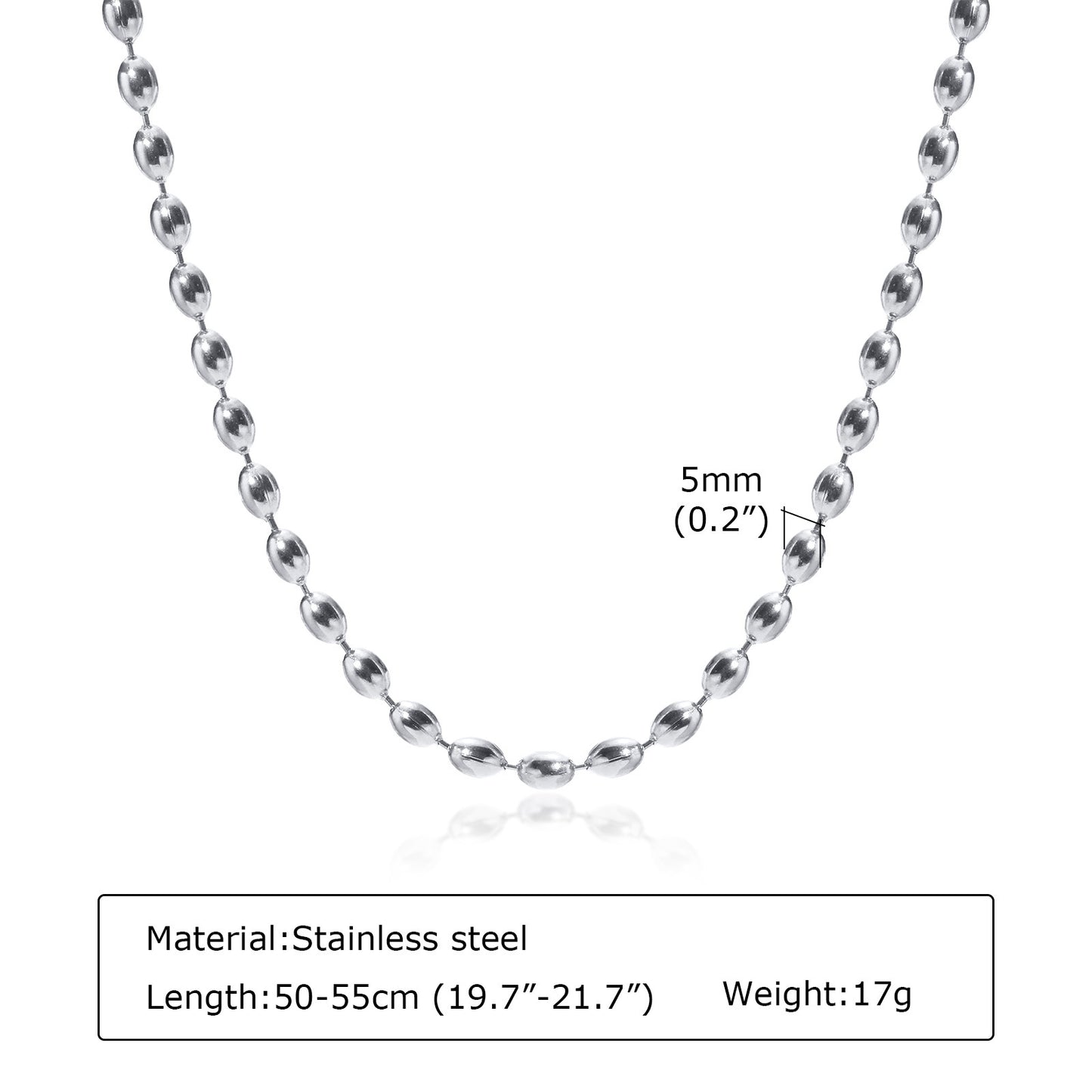 Women's Stainless Steel Beads Rugby Bead Simple Necklaces