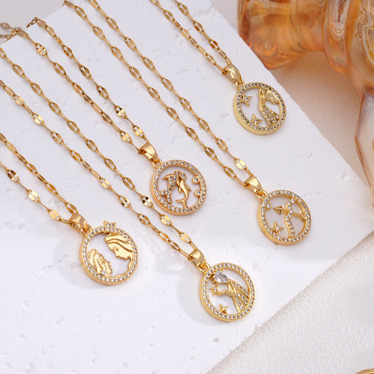 Women's Fashion Twee Constellations Design High-grade Real Gold Necklaces