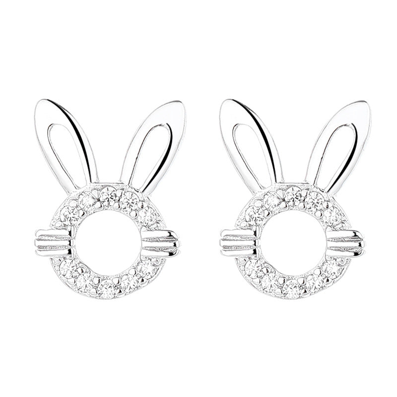 Sterling Sier Hollow Rabbit Female Personalized Earrings