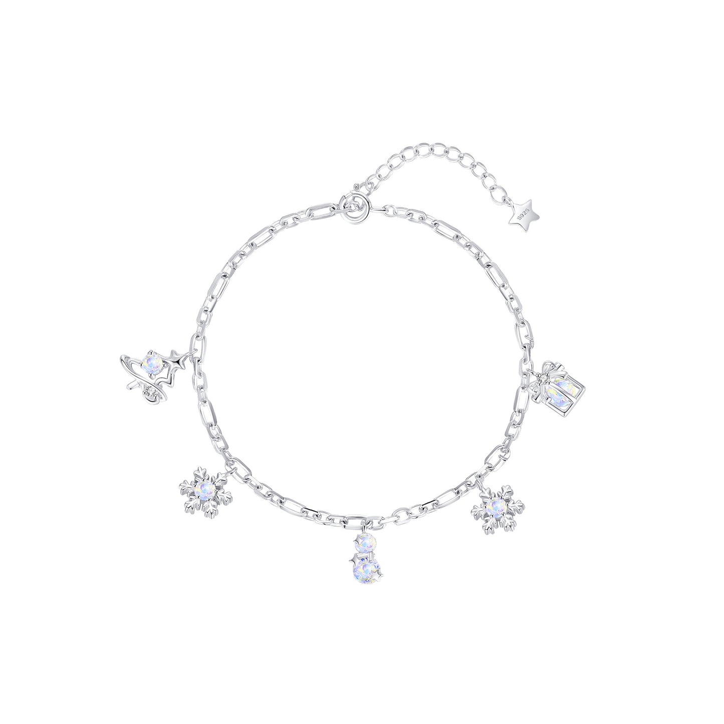 Sier Dreamy Snowflake Bow Bell Female Niche Necklaces