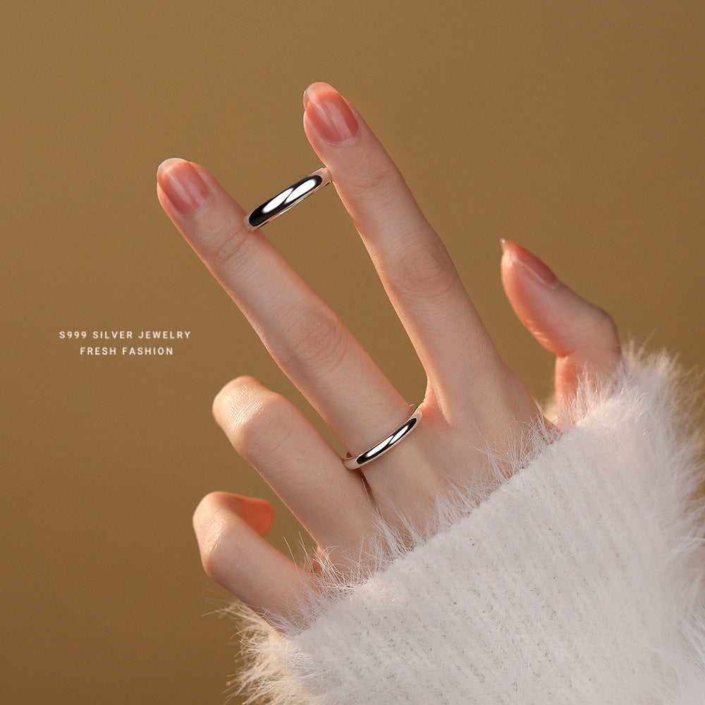 Sier Simple Glossy Sterling Pair Of Rings