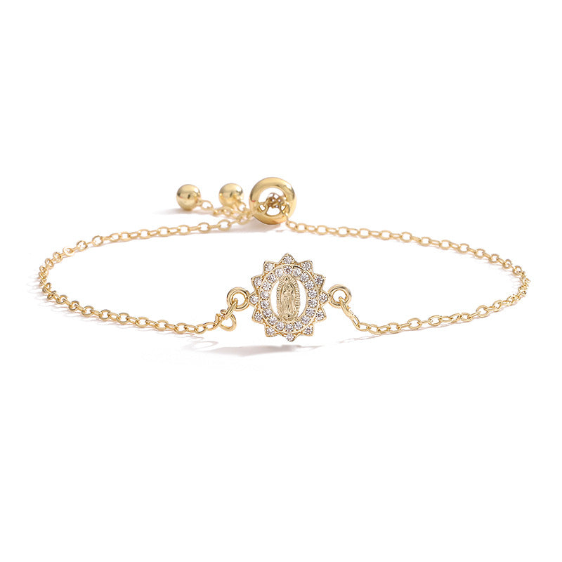 Virgin Mary Adjustable Pull Vintage Oval Portrait Bracelets