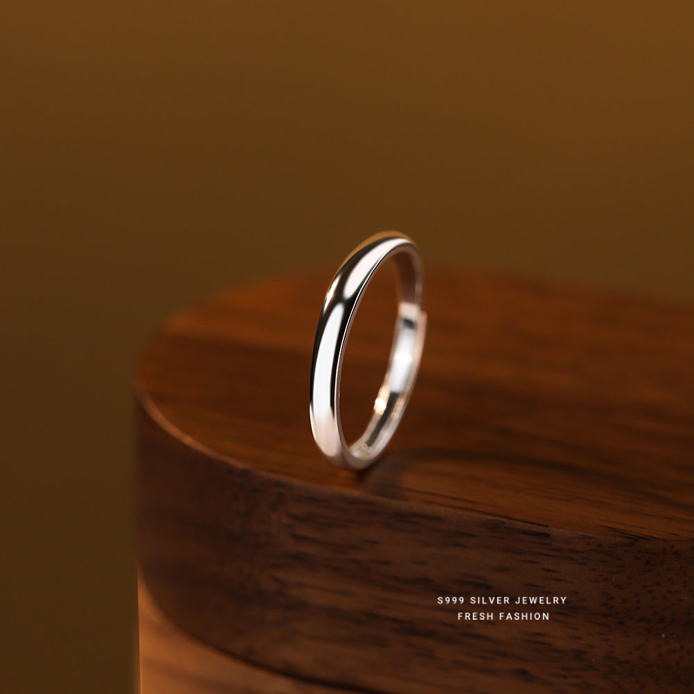 Sier Simple Glossy Sterling Pair Of Rings
