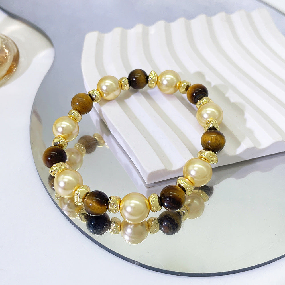 Natural Tigereye String Beads Retro Domestic Pearl Advanced Necklaces