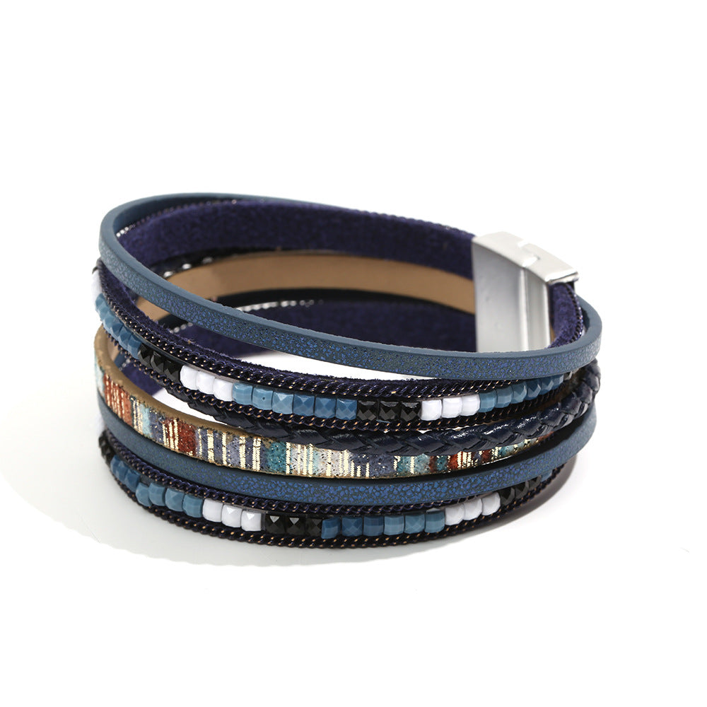 Bohemian Style Woven Magnetic Buckle Hand Strap Bracelets