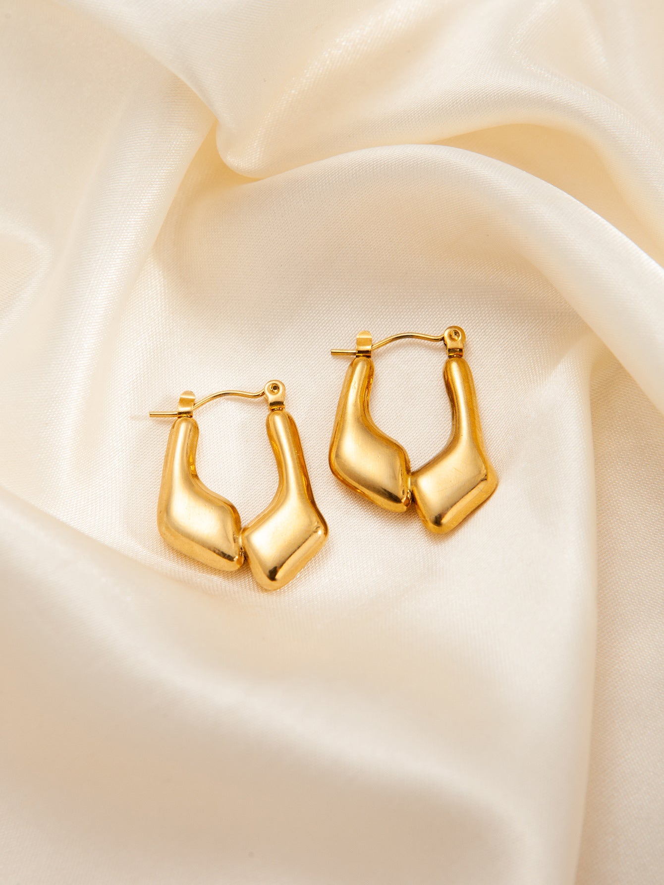 Stainless Steel Ginkgo Leaf Petals Golden Earrings