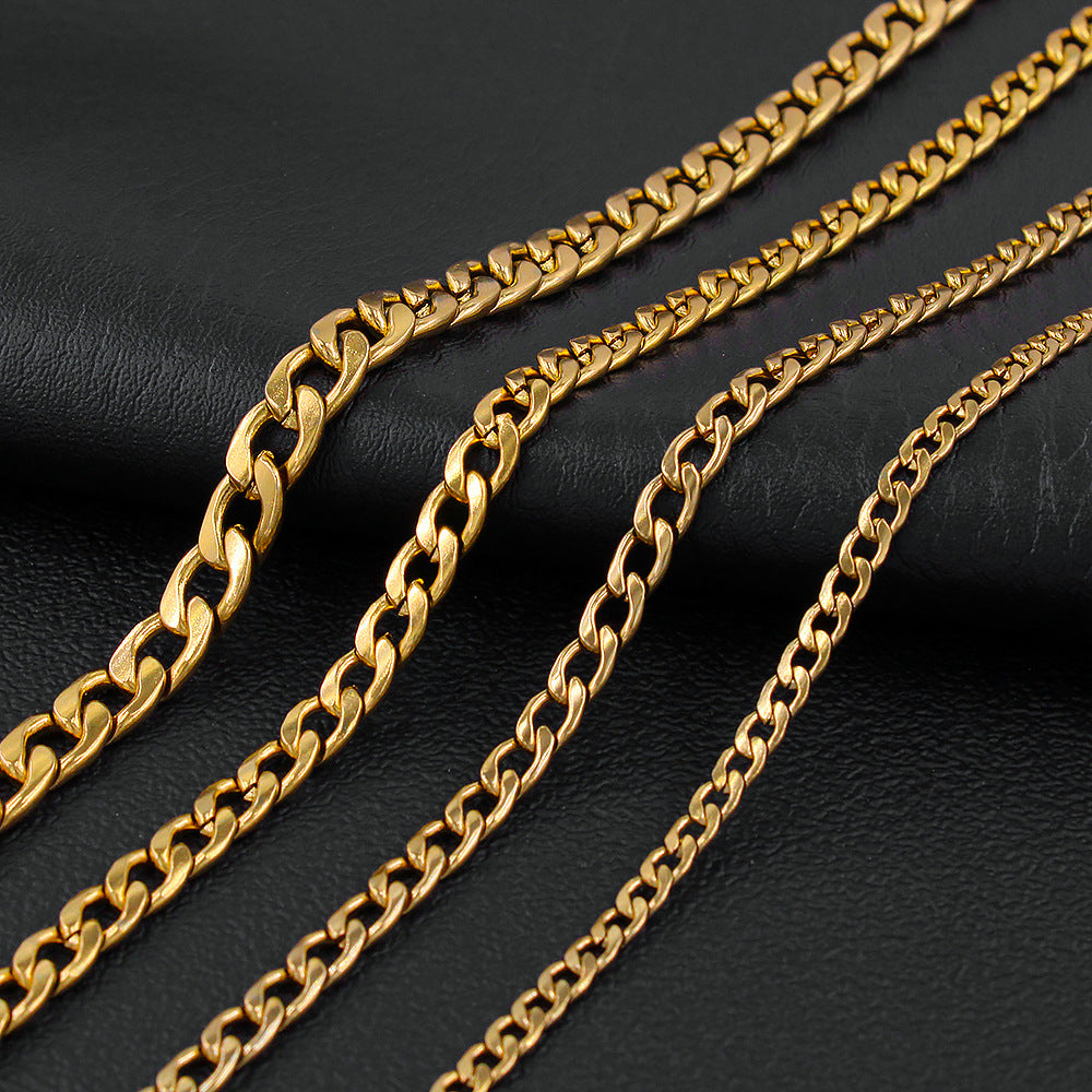 Steel Cuban Vacuum Color Retention Electroplating Necklaces