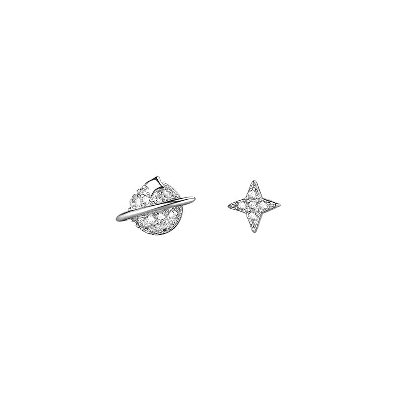 Women's Sier Planet Korean Simple Niche Small Earrings