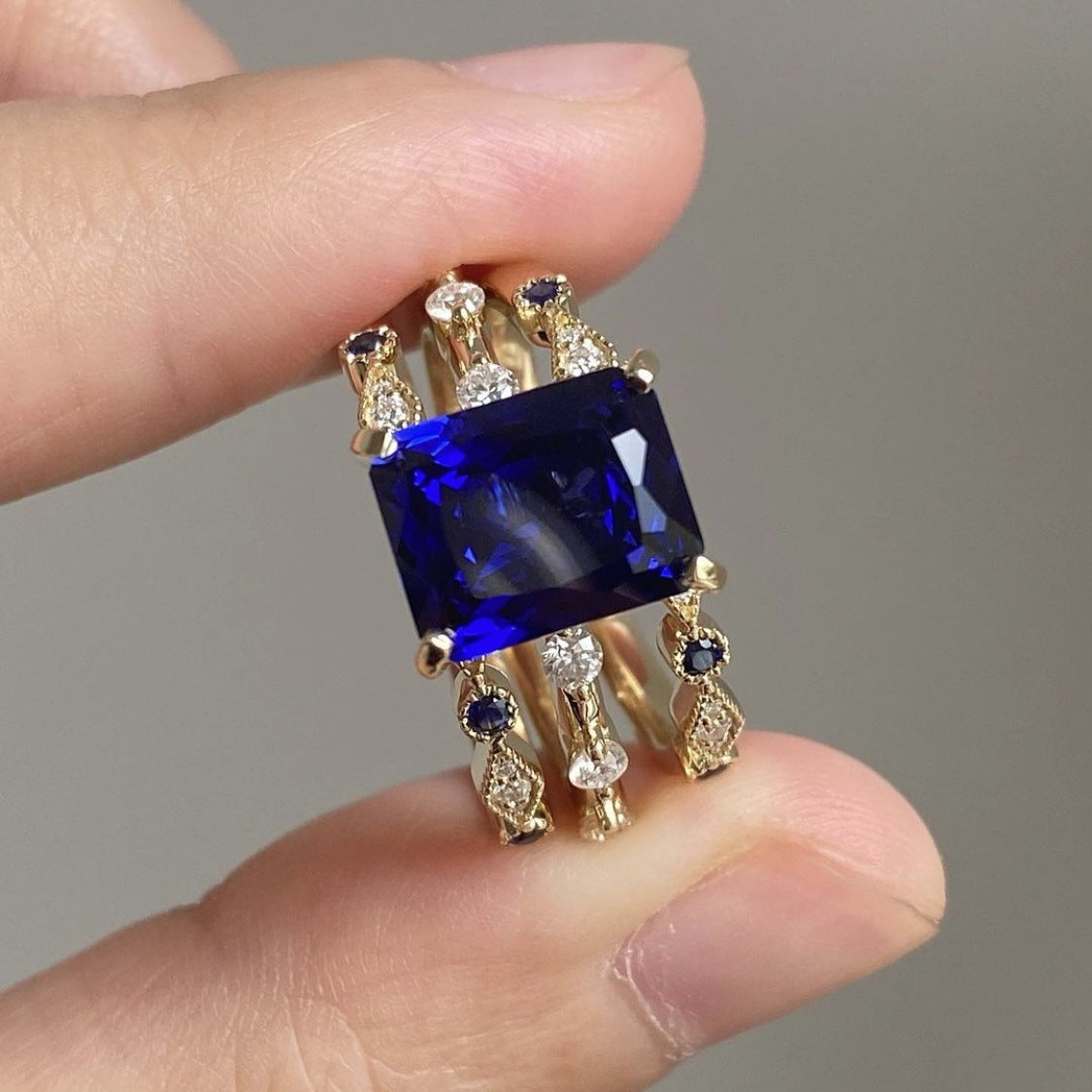 Women's Set Blue Gemstone Fashion Wedding Rings