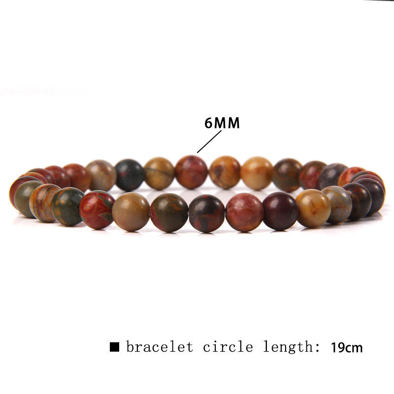Women's & Men's Single Circle Beaded Natural Agate Stone Bracelets