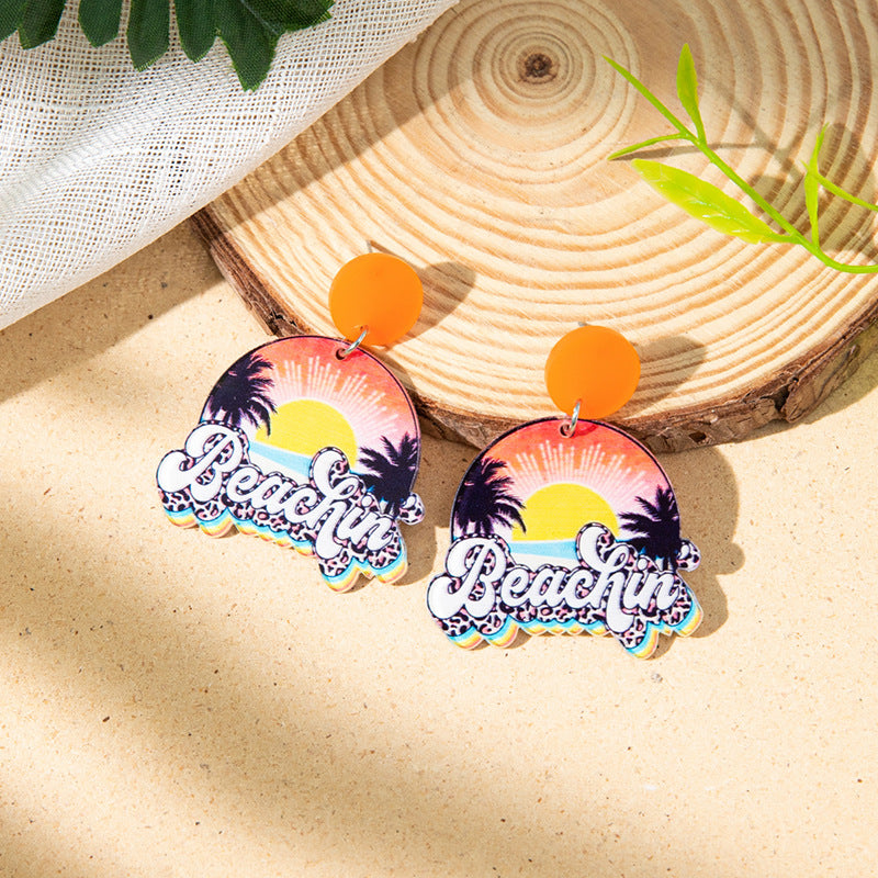 Series Acrylic Female Niche Letter Printing Earrings