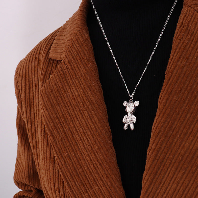 Letter Bear Titanium Steel Gold Plated Necklaces
