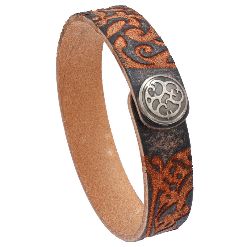 Women's & Men's Ornament Simple Artistic Retro Cattle Leather Bracelets