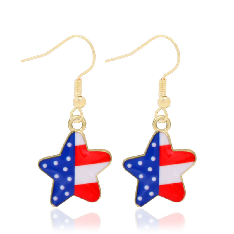 Alloy Dripping Oil Stars Stripes National Rings
