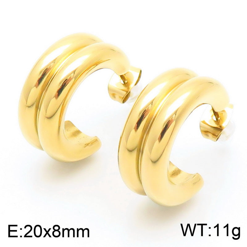 Two-tone Shaped Stainless Steel Commuting Fashion Earrings