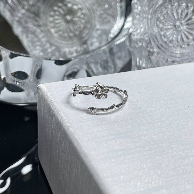 Simple Thorn Rose Open Female Irregular Texture Pleated Rings
