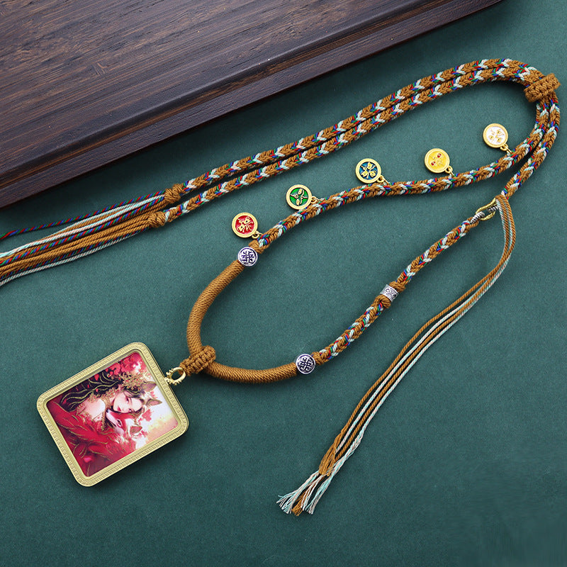 Hand Painted Golden Outline Eight Patron Necklaces
